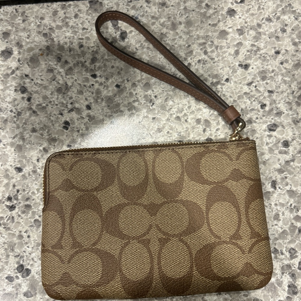 Coach Signature Brown Wristlet - Picture 2 of 3